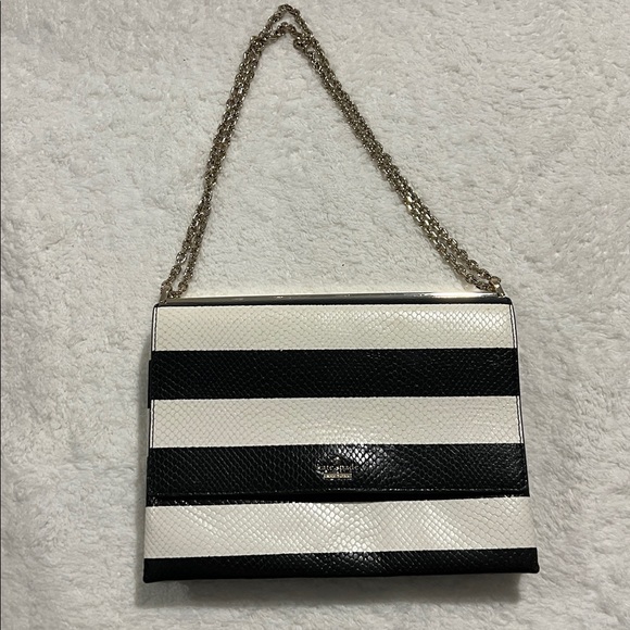 Kate Spade Benson Lane Melodie black and off-white striped shoulder bag - Picture 1 of 16
